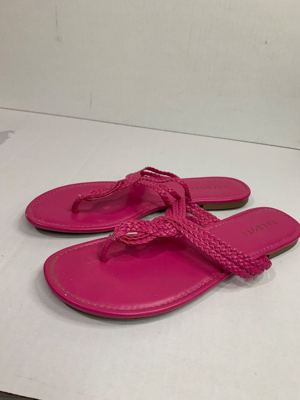 Size 9M Talbots Hot Pink Thong Sandals Woven Flip Flops Flats